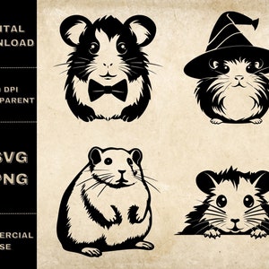 Cute Hamster SVG Bundle, PNG, Hamster Clipart, Hand Drawn Hamsters Vector Illustration, SVG Files For Laser Engraving