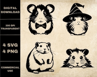 Cute Hamster SVG Bundle, PNG, Hamster Clipart, Hand Drawn Hamsters Vector Illustration, SVG Files For Laser Engraving
