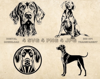 Vizsla SVG Bundle, PNG, Cute Dogs Clipart, Hand Drawn Dog Vector Illustration, SVG Files For Laser Engraving