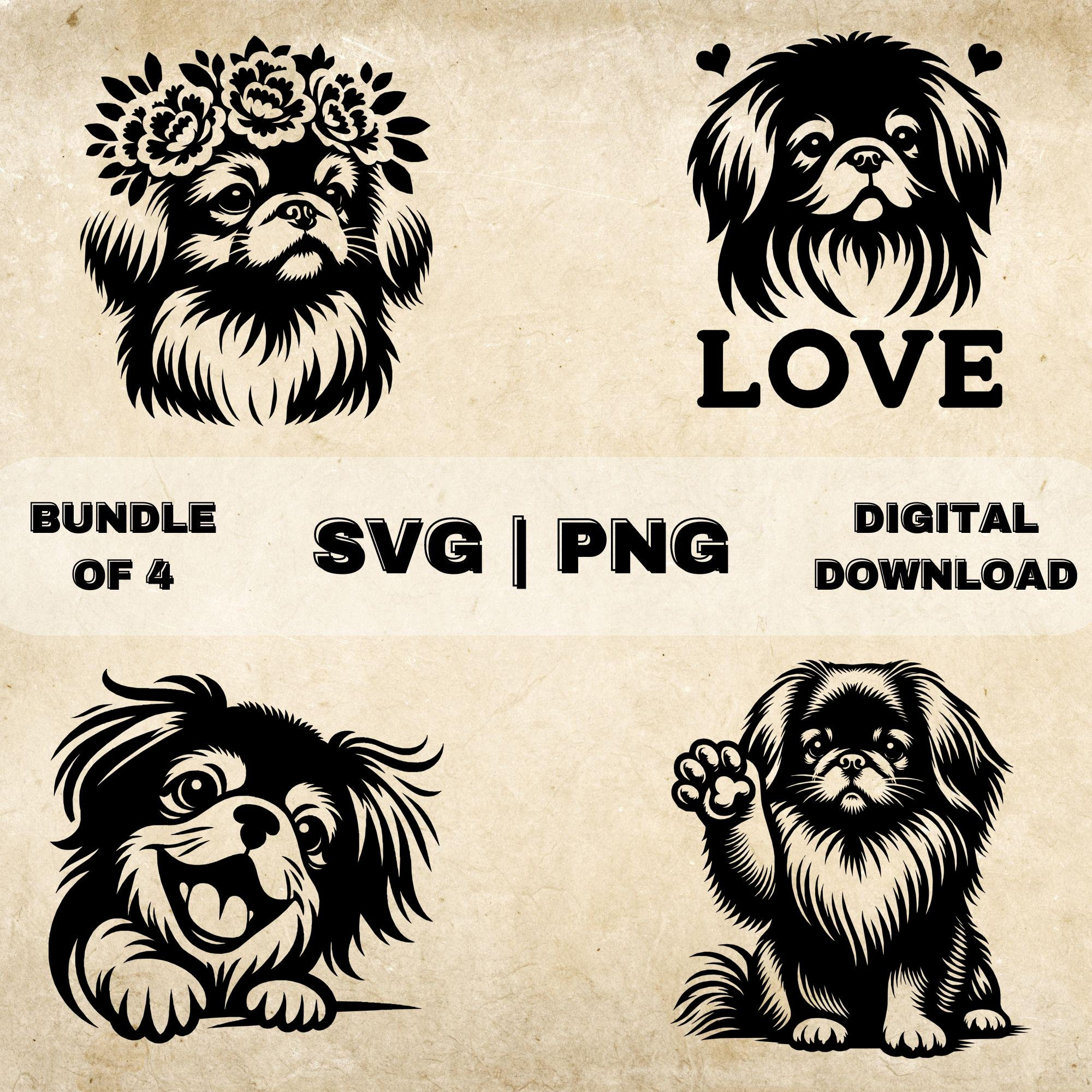 西ペキニーズ生態研究所ページ ペキニーズ SVG バンドル、ペキニーズ クリップアート、手描きの犬を