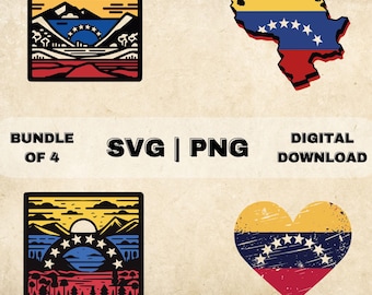 Paquete SVG del mapa de Venezuela, imágenes prediseñadas de la bandera de Venezuela, ilustración vectorial del tema del arte de Venezuela, archivos PNG para grabado láser y artesanía