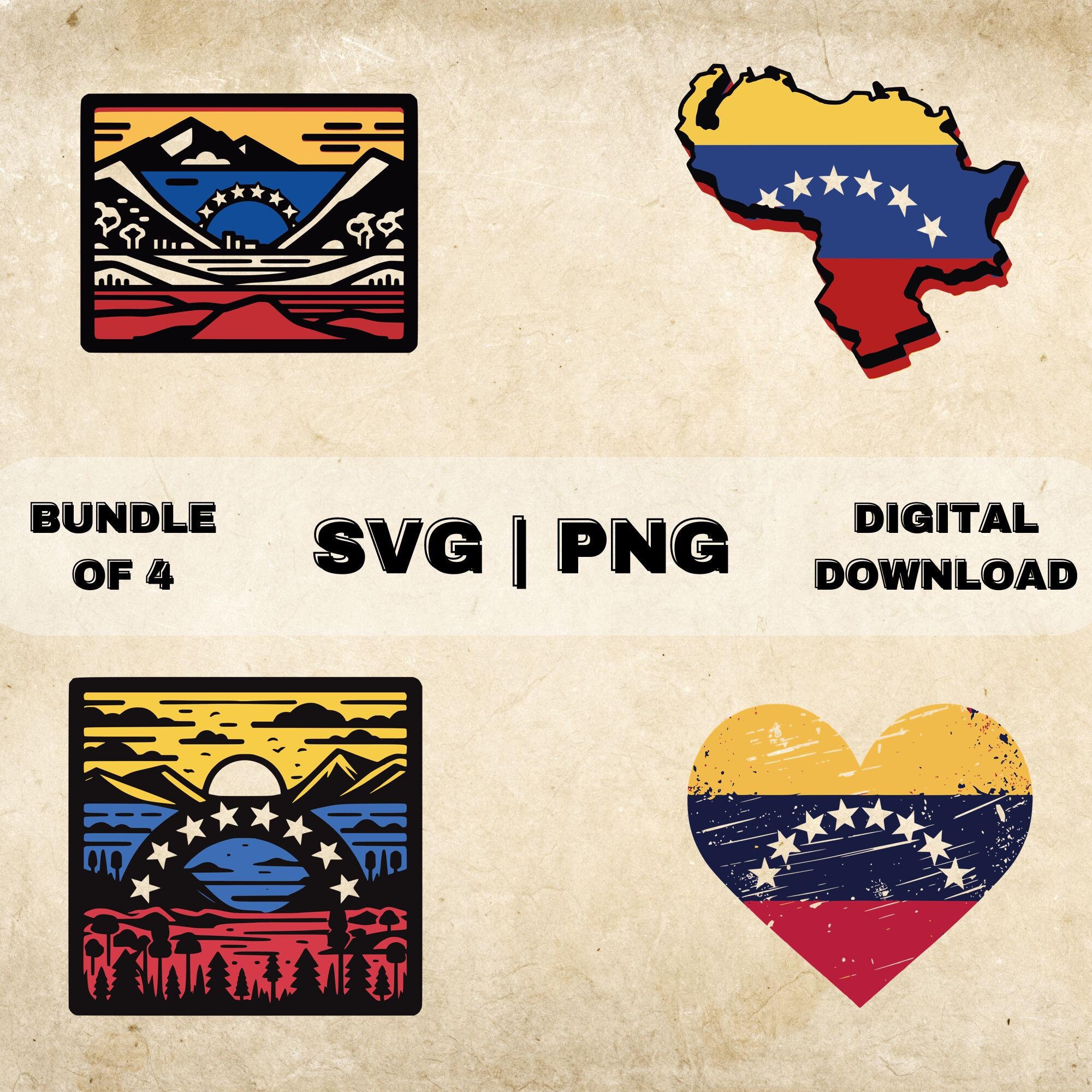 Venezuela Karte SVG-Bundle, Venezuela Flagge Clipart, Venezuela Kunst Thema Vektor-Illustration, PNG-Dateien für die Lasergravur und das Basteln