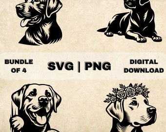 ラブラドール レトリバー SVG バンドル、黒のラブラドールのクリップ