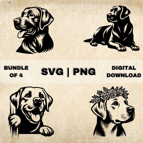 ラブラドール レトリバー SVG バンドル、黒のラブラドールのクリップ