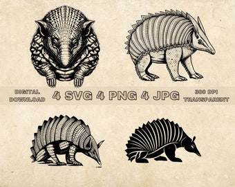 Armadillo SVG Bundle, PNG, Armadillo Clipart, Hand Drawn Armadillo Vector Illustration, SVG Files For Laser Engraving