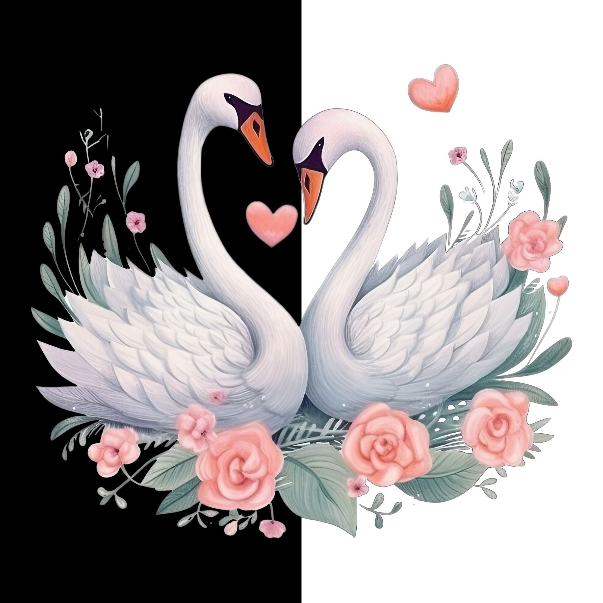 Cute Swan Clipart, Watercolor Swans PNG Files for Sublimation, Nursery ...