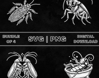 Cockroach SVG Bundle, Insect Clipart, Hand Drawn Insect Lover Theme Vector Illustration, PNG Files For Laser Engraving & Craft