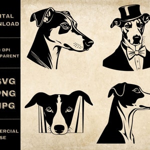 Whippet SVG Bundle, PNG, Cute Dogs Clipart, Hand Drawn Dog Vector Illustration, SVG Files For Laser Engraving