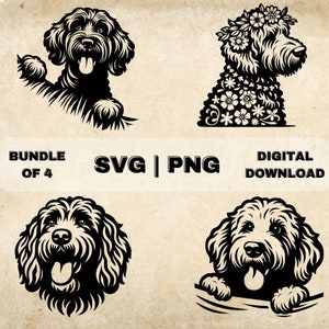 Labradoodle SVG Bundle, Labradoodle Clipart, Hand Drawn Dog Theme Vector Illustration, SVG Files For Laser Engraving & Craft