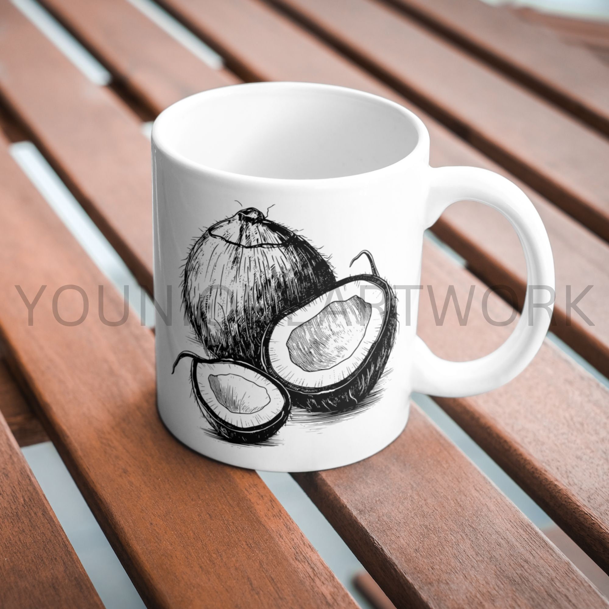 Coconut SVG Bundle, PNG, Tropical Fruit Clipart, Hand Drawn Coconuts ...