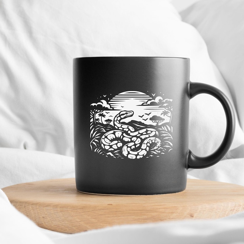 Ball Python SVG-bundel, Python Snake Clipart, Hand getrokken slangen thema vectorillustratie, PNG-bestanden voor lasergravure & ambacht afbeelding 3