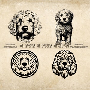 Goldendoodle SVG Bundle, PNG, süße Hunde Clipart, handgezeichnete Hund Vektor Illustration, SVG-Dateien für die Lasergravur