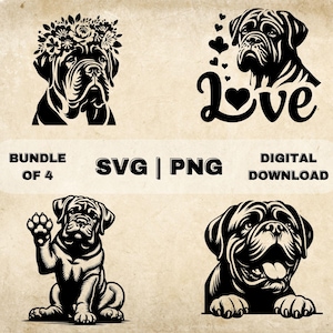 Bullmastiff SVG Bundle, Bullmastiff Clipart, Hand Drawn Dog Theme Vector Illustration, SVG Files For Laser Engraving & Craft