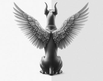 Doberman Pinscher Memorial Angel With Wings PNG Sublimation File For Shirt & Mug Sketch Drawing Illustration, Digital Download