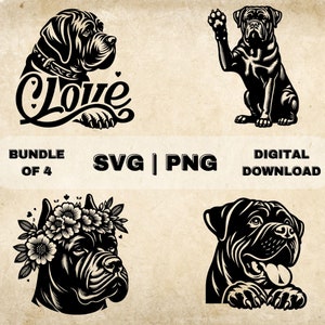Cane Corso SVG Bundle, Cane Corso Clipart, Hand Drawn Dog Theme Vector Illustration, SVG Files For Laser Engraving & Craft