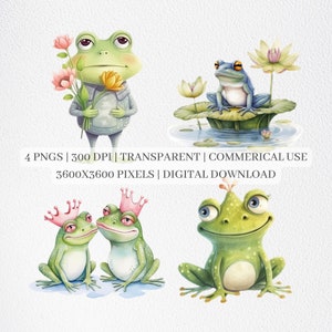 Frog Clipart, Frog PNG Files For Sublimation, Frogs Clip Art, Frog Prints, Printable Wall Art, Commercial Use