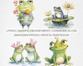 Frog Clipart, Frog PNG Files For Sublimation, Frogs Clip Art, Frog Prints, Printable Wall Art, Commercial Use