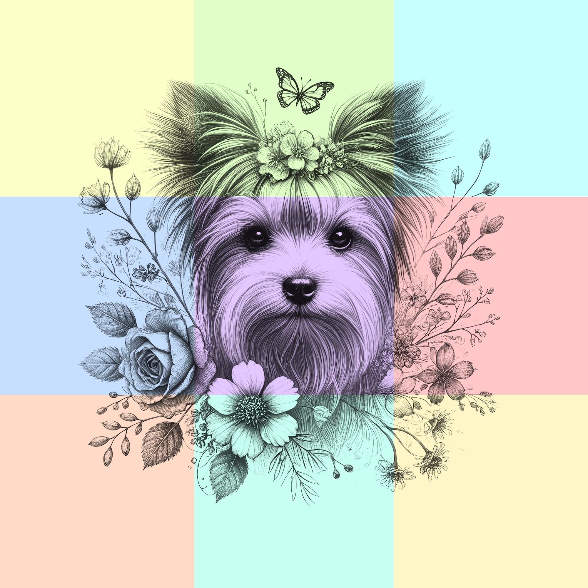 Yorkshire Terrier Mom Floral Head Flower PNG Sublimation File for Shirt ...