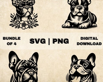 フレンチブルドッグ SVG バンドル、フレンチブルドッグ クリップアート