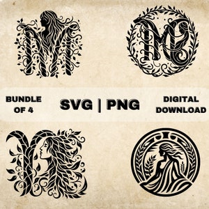 Maagd SVG bundel, sterrenbeeld clipart, hand getrokken astrologie thema vectorillustratie, SVG-bestanden voor lasergravure & ambacht