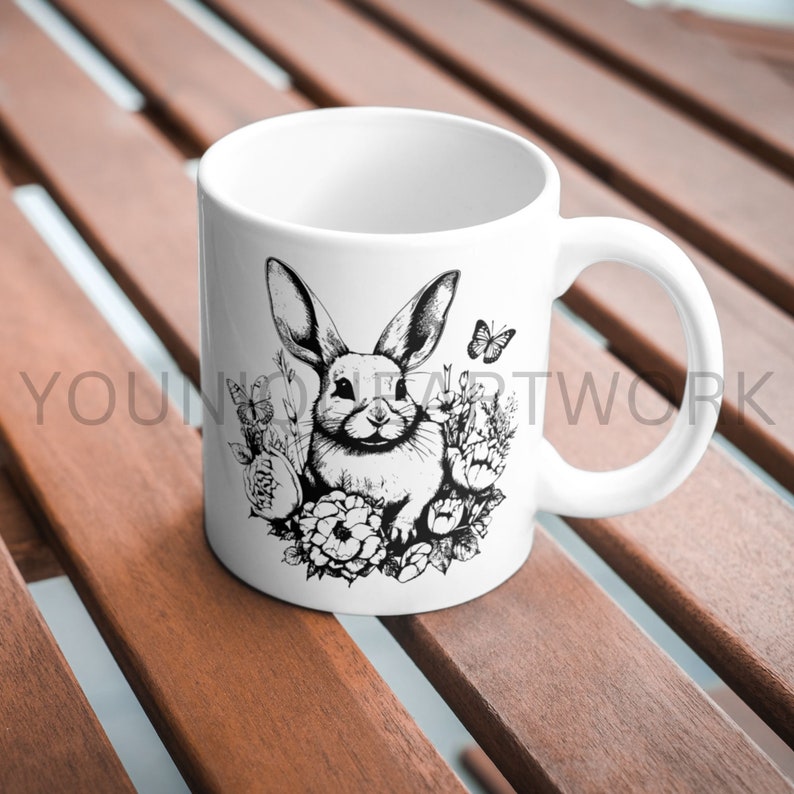 Bunny SVG Bundle, PNG, Rabbit and Flowers Clipart, Hand Drawn Bunnies ...