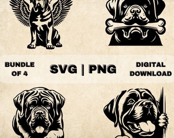 Mastiff  SVG Bundle, Mastiff Clipart, Hand Drawn Dog Theme Vector Illustration, SVG Files For Laser Engraving & Craft