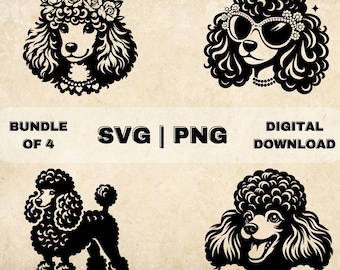 Poodle SVG Bundle, Poodle Clipart, Hand Drawn Dog Theme Vector Illustration, SVG Files For Laser Engraving & Craft
