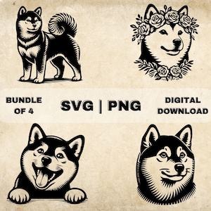 Shiba Inu SVG Bundle, Cute Dog Clipart, Hand Drawn Dogs Theme Vector Illustration, SVG Files For Laser Engraving & Craft