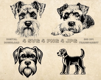 ミニチュア シュナウザー 犬の線画 | svg png dxf eps pdf | ベクター