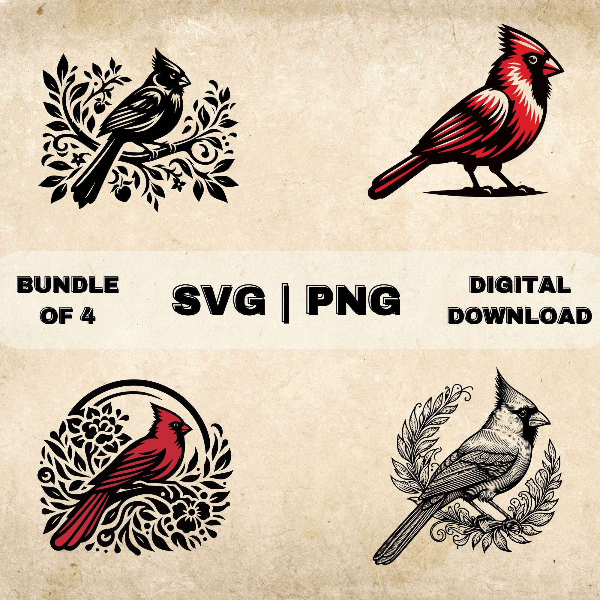 Red Cardinal SVG Bundle, Cardinal Clipart, Hand Drawn Cardinal Bird ...