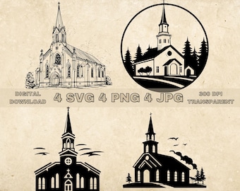 Religion Clipart-church building with steeple and trees vector illustration  clip