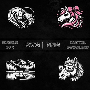 Cute Horse SVG Bundle, Horse Clipart, Hand Drawn Horse Lover Theme Vector Illustration, PNG Files For Laser Engraving & Craft
