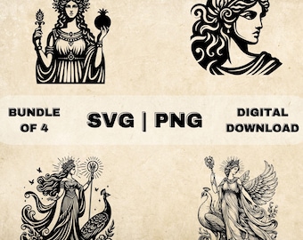 ヘラ SVG バンドル、ギリシャの女神のクリップアート、手描きの古代