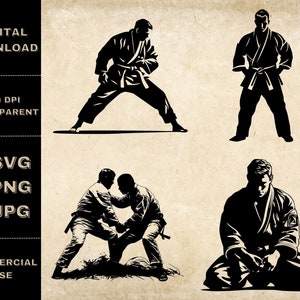 Jiu Jitsu SVG Bundle, PNG, Martial Arts Clipart, Hand Drawn Jiu Jitsu Vector Illustration, SVG Files For Laser Engraving