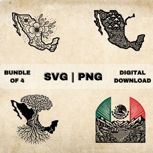 Mexico SVG Bundle, Mexican Clipart, Hand Drawn Mexico Flag, Art Theme Vector Illustration, PNG Files For Laser Engraving & Craft