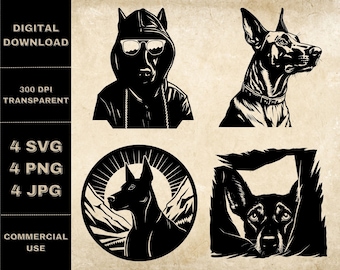 ドーベルマンのイラスト、ドーベルマンの絵 SVG、犬のイラスト SVG、犬