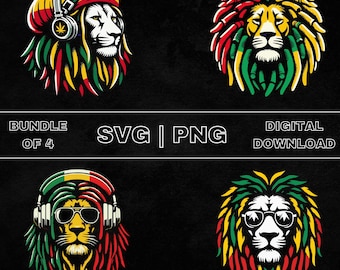 ラスタ ライオン SVG バンドル、PNG、ラスタファリアン ライオン