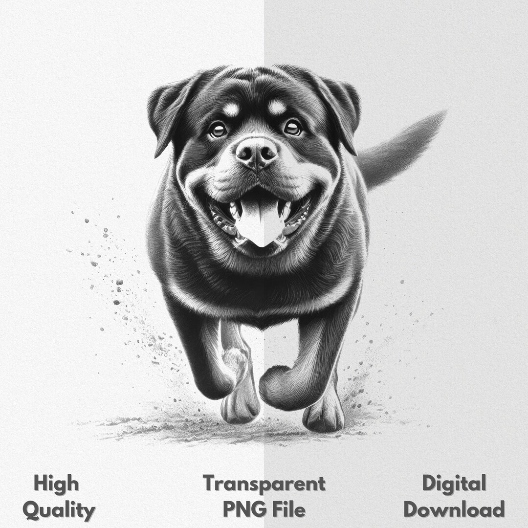 Rottweiler Running PNG Sublimation File for Shirt & Mug Sketch Drawing ...