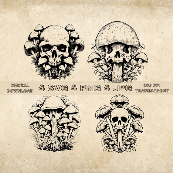 新品タグ付 『パンフ着画掲載』SKULL MUSHROOM柄 針抜きカーディガン Skull Mushroom SVG Bundle, PNG, Skull and Mushroom Clipart, Hand