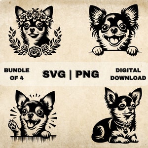 Chihuahua  SVG Bundle, Chihuahua Clipart, Hand Drawn Dog Theme Vector Illustration, SVG Files For Laser Engraving & Craft