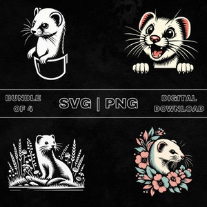 Wezel SVG bundel, schattige wezel clipart, hand getrokken fret thema vectorillustratie, PNG-bestanden voor lasergravure & ambacht