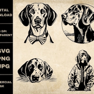 German Shorthaired Pointer SVG Bundle, PNG, Cute Dogs Clipart, Hand Drawn Peeking Dog Vector Illustration, SVG Files For Laser Engraving