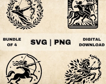 Sagittarius SVG Bundle, Zodiac Sign Clipart, Hand Drawn Astrology Themed Vector Illustration, SVG Files For Laser Engraving & Craft