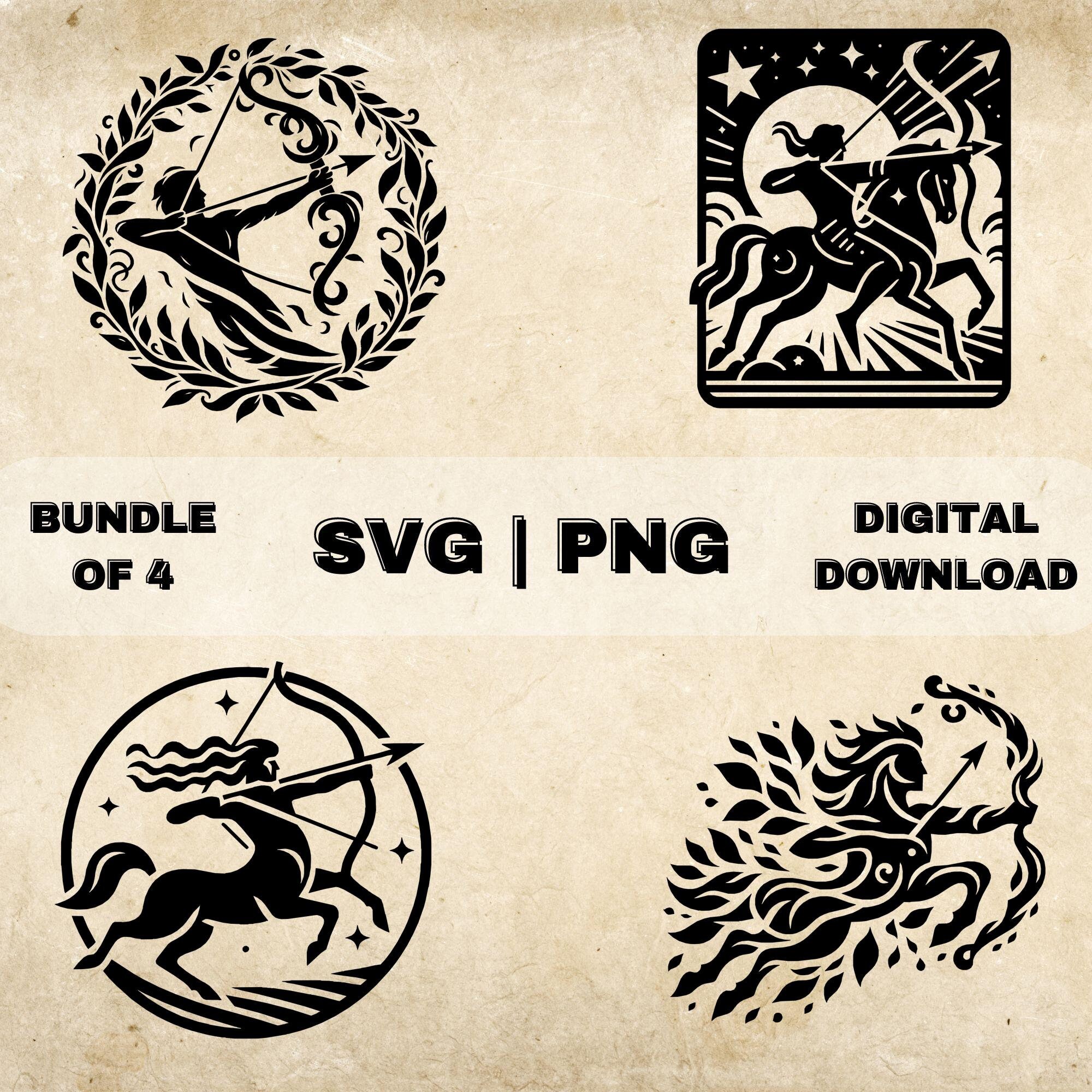 Sagittarius SVG Bundle, Zodiac Sign Clipart, Hand Drawn Astrology Themed Vector Illustration, SVG Files For Laser Engraving & Craft