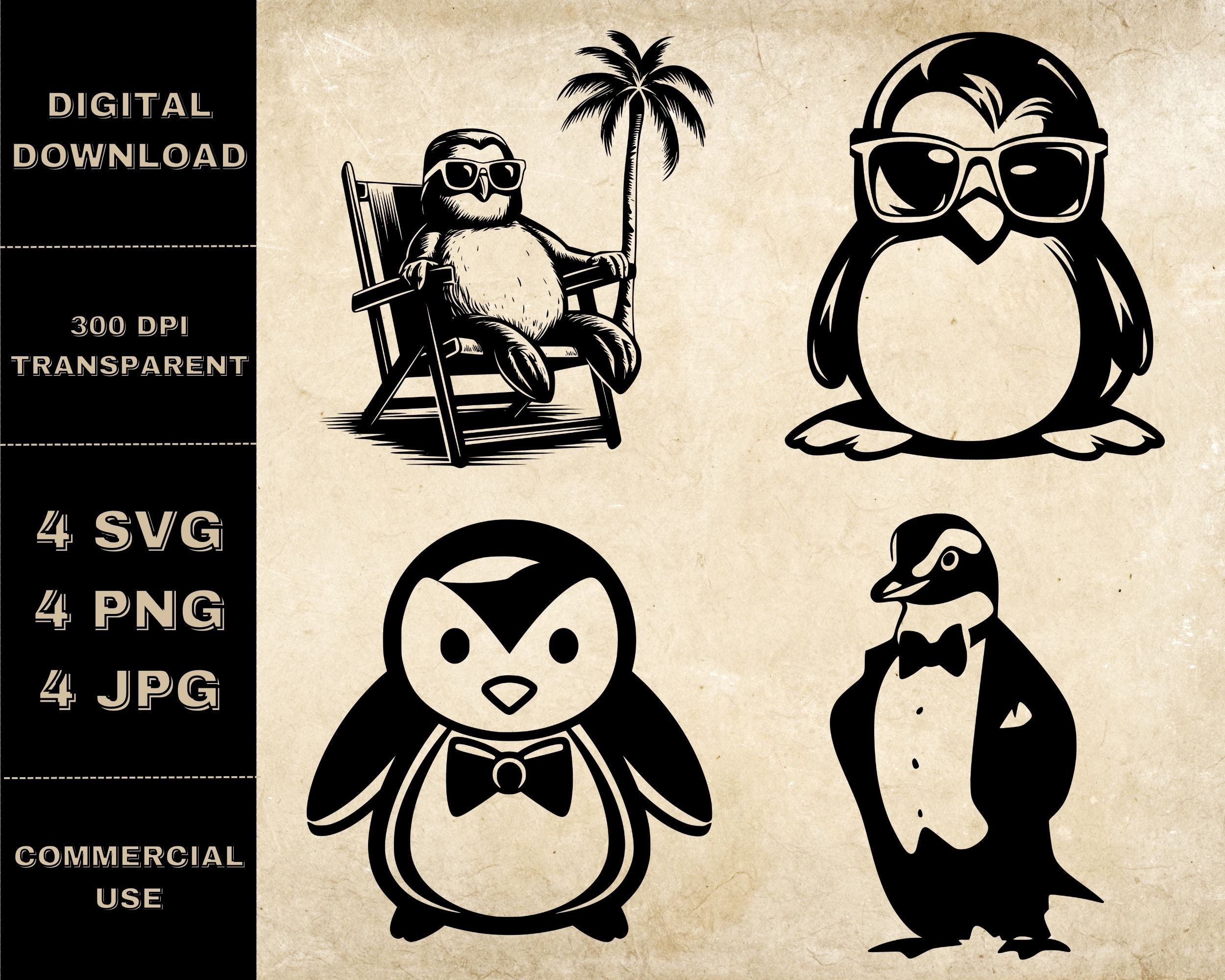 Penguin SVG Bundle PNG Cute Penguins Clipart Hand Drawn - Etsy