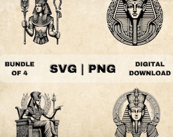 オシリス SVG バンドル、エジプトの神のクリップアート、手描きの古代