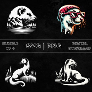Ferret SVG Bundle, Ferret Clipart, Hand Drawn Weasel Theme Vector Illustration, PNG Files For Laser Engraving & Craft