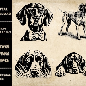 German Shorthaired Pointer SVG Bundle, PNG, German Shorthaired Pointer Clipart, Hand Drawn Peeking Dog Vector, SVG Files For Laser Engraving
