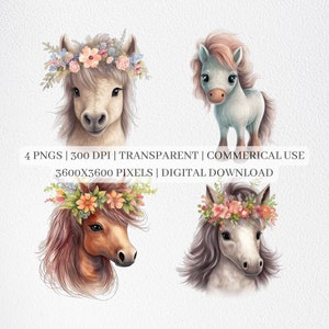 Baby Horse Clipart, Cute Horse PNG Files For Sublimation, Horse Clip Art, Baby Animal Nursery Decor, Printable Wall Art, Commercial Use