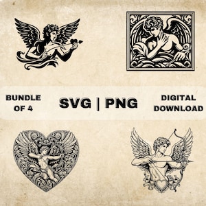 Eros SVG Bundle, Greek God Clipart, Hand Drawn Greek Mythology Theme Vector Illustration, PNG Files For Laser Engraving & Craft